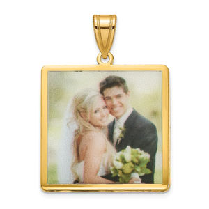 Sterling Silver/Gold-plated Square Picture Jewelry Pendant